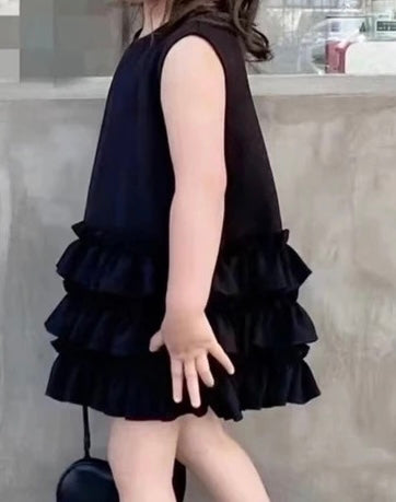 RUFFLED BLACK DRESS