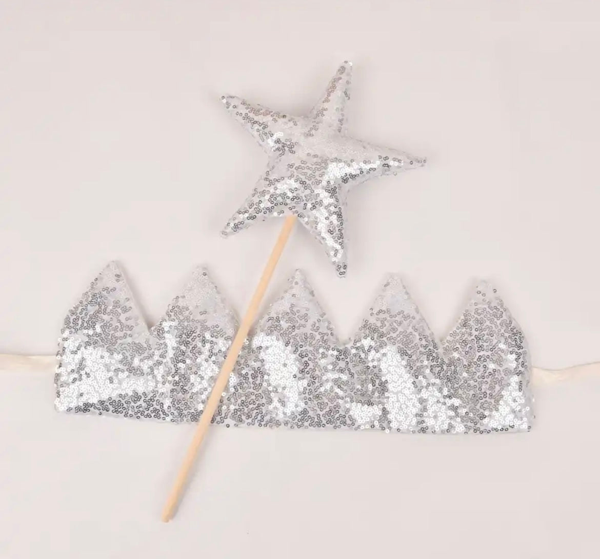 Glittery crown&fairy star stick