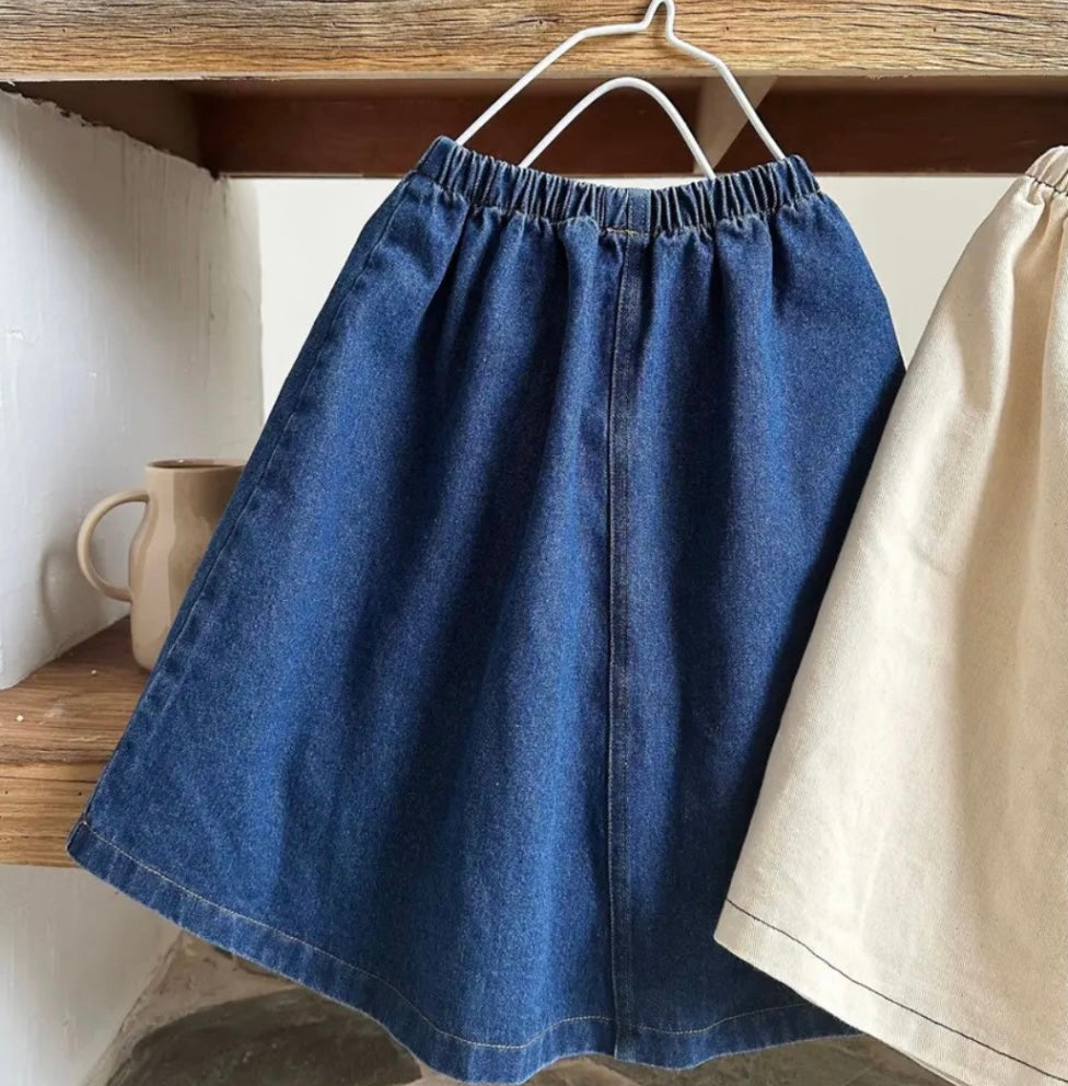 Blue denim skirt