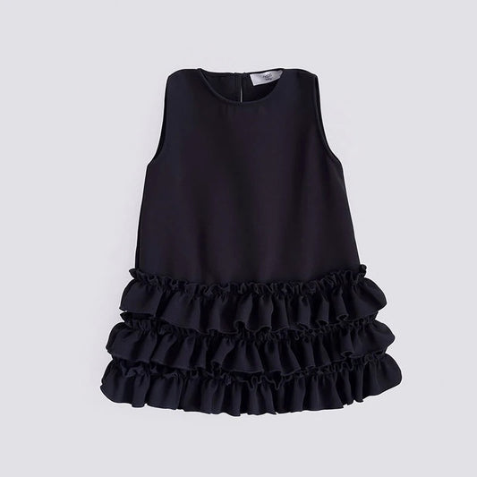 RUFFLED BLACK DRESS