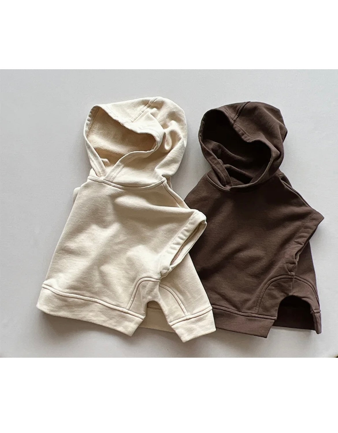 Apricot sleeveless hooded sweatshirt