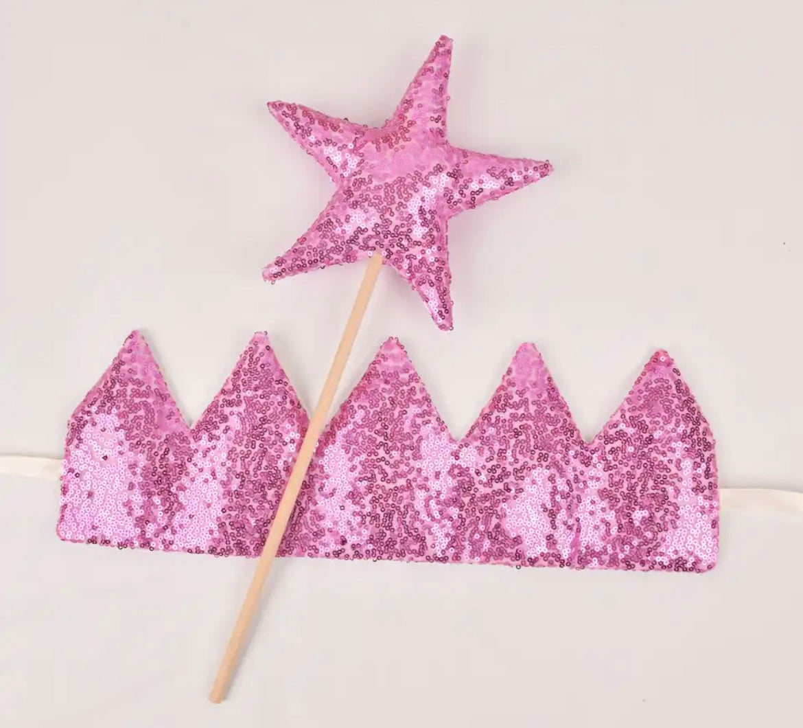 Glittery crown&fairy star stick