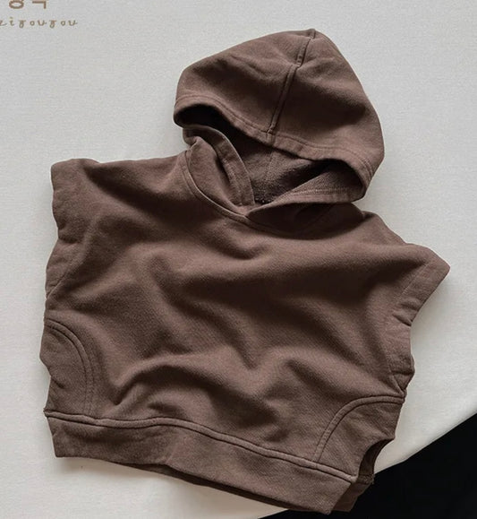 Mocha sleeveless hooded sweatshir